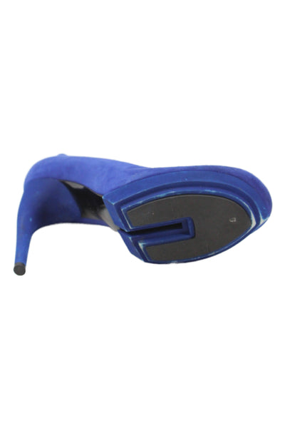 Balenciaga Paris Womens Leather Suede Stiletto Pump Heels Blue Size 10
