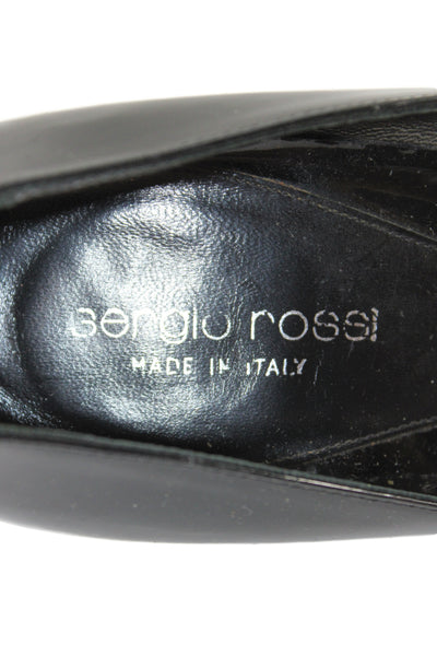 Sergio Rossi Womens Leather Studded Stiletto Pump Heels Black Size 9.5