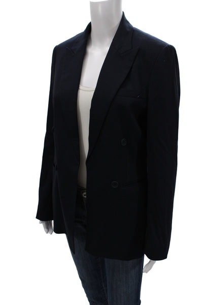 Theory Womens Collared Long Sleeve Buttoned Blazer Jacket Navy Size 8
