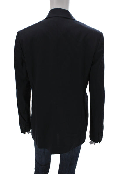 Theory Womens Collared Long Sleeve Buttoned Blazer Jacket Navy Size 8