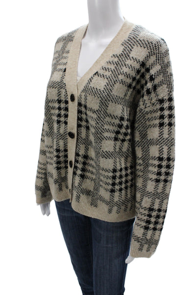 Rails Womens Plaid V-Neck Cardigan Beige Long Sleeve Fall Size M