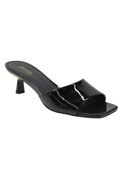 Michael Michael Kors Womens Patent Leather Kitten Heel Mules Black Size 6.5