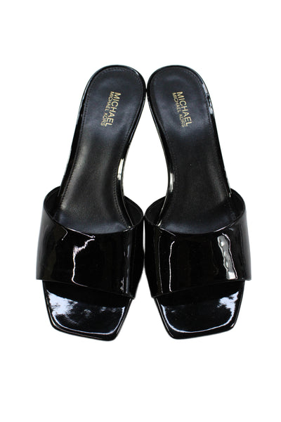 Michael Michael Kors Womens Patent Leather Kitten Heel Mules Black Size 6.5