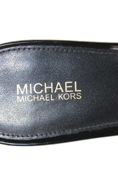 Michael Michael Kors Womens Patent Leather Kitten Heel Mules Black Size 6.5