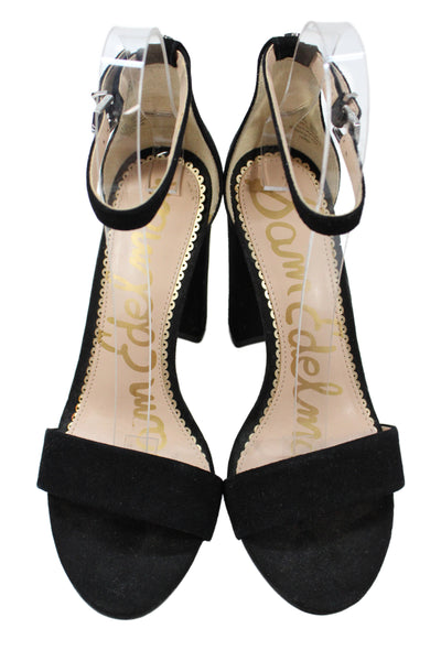 Sam Edelman Womens Suede Ankle Strapped Block Heels Black Size 8.5