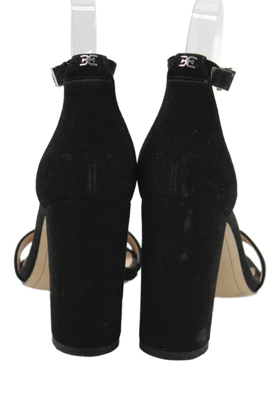 Sam Edelman Womens Suede Ankle Strapped Block Heels Black Size 8.5