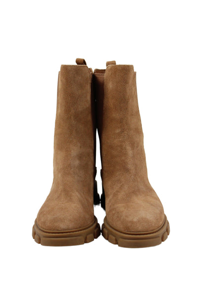 Michael Kors Womens Suede Elastic Slip-On Round Toe Ankle Boots Brown Size 6.5