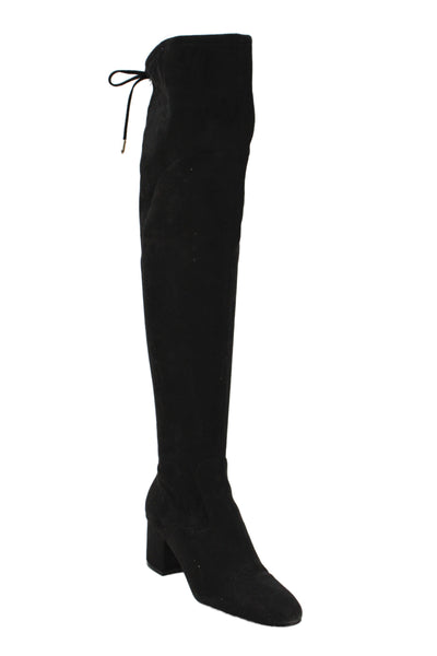 Marc Fisher Womens Suede Tied Knee-High Block Heels Boots Black Size 6.5