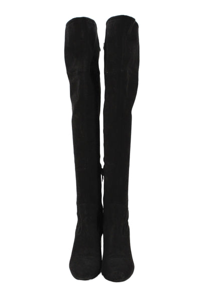 Marc Fisher Womens Suede Tied Knee-High Block Heels Boots Black Size 6.5