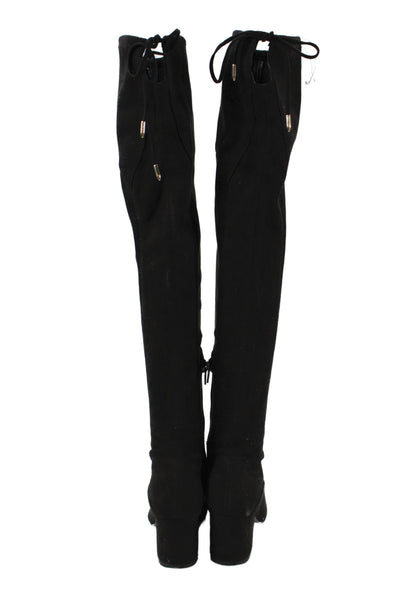 Marc Fisher Womens Suede Tied Knee-High Block Heels Boots Black Size 6.5
