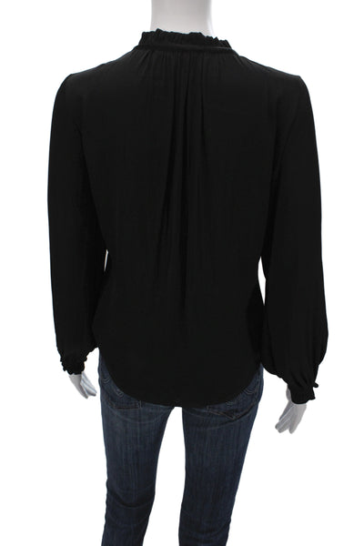 Decker Women Tunic Blouse Black V-Neck Long Sleeve Polyester Size XS