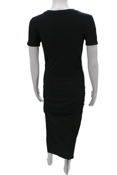 Philanthropy Womens Bodycon Dress Black Cotton Crew Neck Short Sleeve Size XS