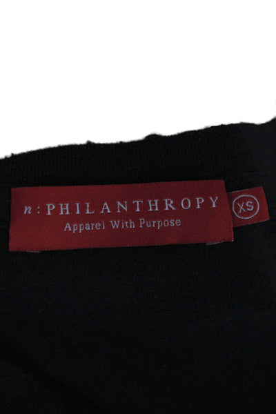 Philanthropy Womens Bodycon Dress Black Cotton Crew Neck Short Sleeve Size XS