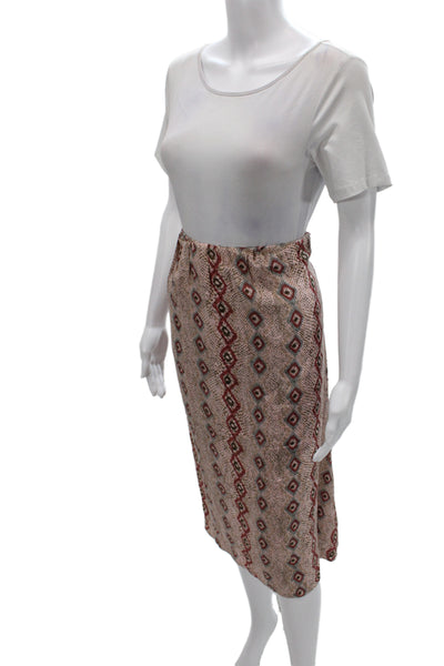 Alexis Womens Beige Silk Argyle Straight Pencil Skirt Bohemian Pull On Size S