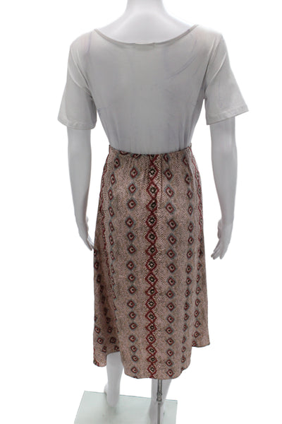 Alexis Womens Beige Silk Argyle Straight Pencil Skirt Bohemian Pull On Size S