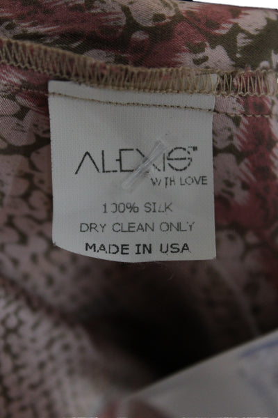 Alexis Womens Beige Silk Argyle Straight Pencil Skirt Bohemian Pull On Size S