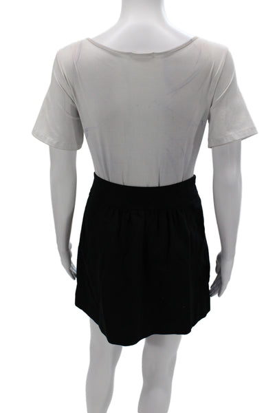 J Crew Womens Mini Skirt Black Wool Zip Size 0