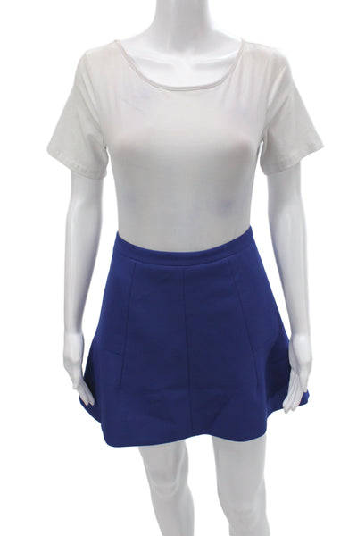 J Crew Womens A-Line Mini Skirt Blue Polyester Zip Size 00