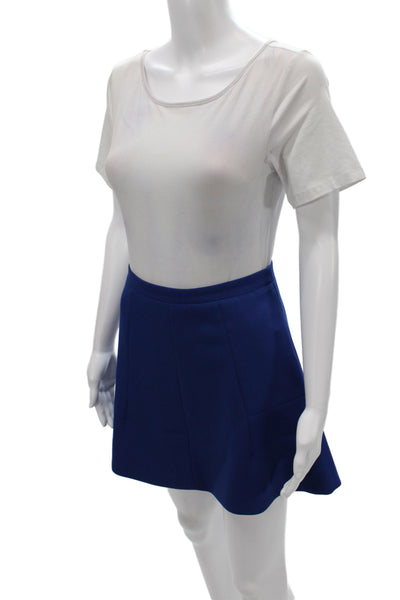 J Crew Womens A-Line Mini Skirt Blue Polyester Zip Size 00