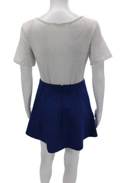 J Crew Womens A-Line Mini Skirt Blue Polyester Zip Size 00