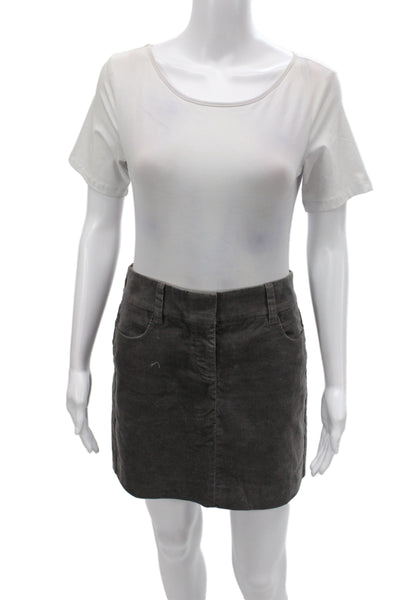 J Crew Women Gray Mini Skirt Cotton Zip Size 0