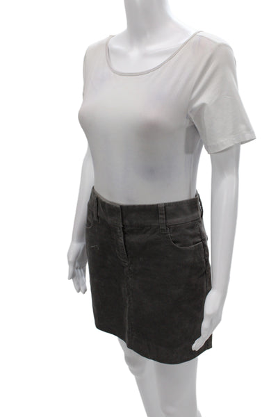J Crew Women Gray Mini Skirt Cotton Zip Size 0