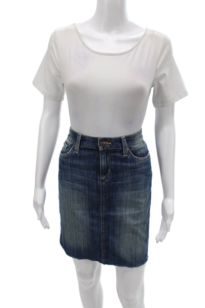 Joes Womens Straight Pencil Skirt Blue Knee Length Button Cotton Size 25