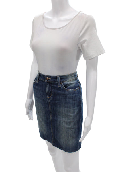 Joes Womens Straight Pencil Skirt Blue Knee Length Button Cotton Size 25
