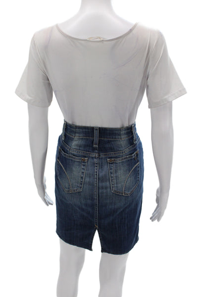 Joes Womens Straight Pencil Skirt Blue Knee Length Button Cotton Size 25