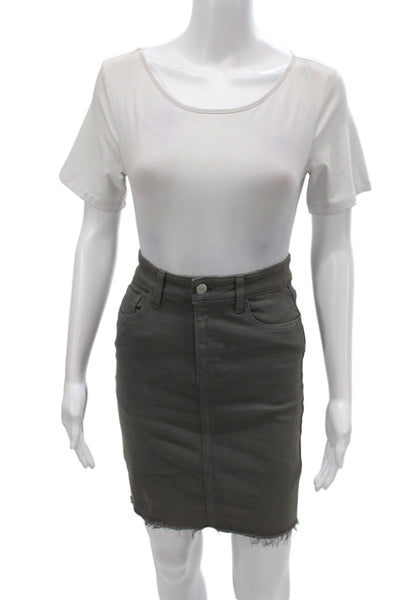 Joes Womens Gray Mini Straight Pencil Skirt Button 93% Cotton Size 24