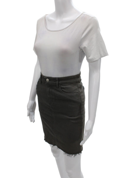 Joes Womens Gray Mini Straight Pencil Skirt Button 93% Cotton Size 24