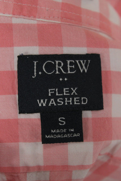 J Crew Mens Plaid Slim Fit Untucked Button Down Shirt Pink White Size Small
