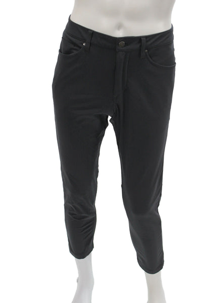 Lululemon Mens Ankle Pants Black Nylon Button Athleisure Size 30
