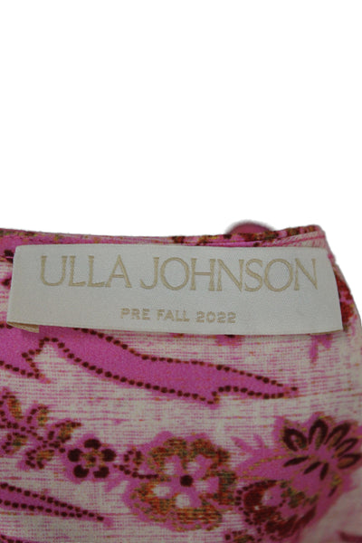 Ulla Johnson Womens Pink Floral Mini Dress Long Sleeve Cotton Size 0