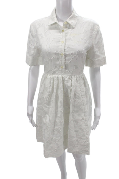 Kate Spade New York Womens White Collared Short Sleeve Shirt Dress Size 4