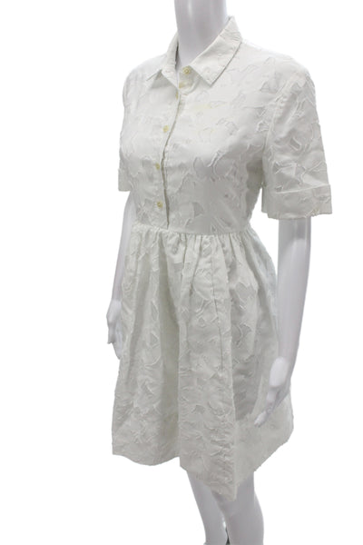 Kate Spade New York Womens White Collared Short Sleeve Shirt Dress Size 4