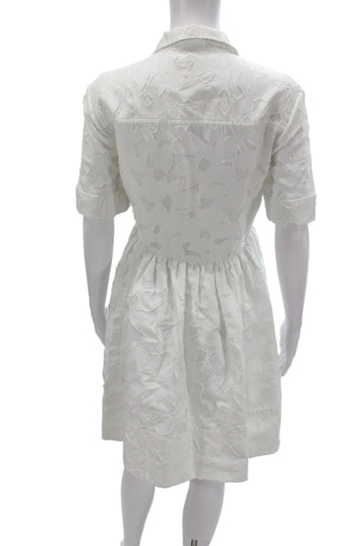 Kate Spade New York Womens White Collared Short Sleeve Shirt Dress Size 4