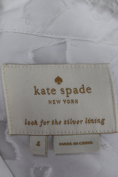 Kate Spade New York Womens White Collared Short Sleeve Shirt Dress Size 4