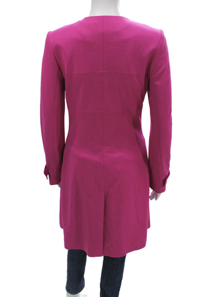 Trina Turk Women Pea Coat Pink Button Solid Rayon Blend Long Sleeve Size 2