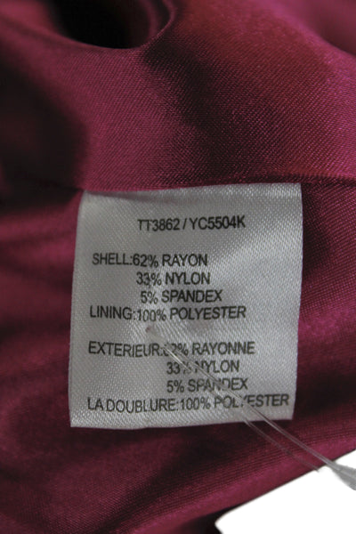 Trina Turk Women Pea Coat Pink Button Solid Rayon Blend Long Sleeve Size 2