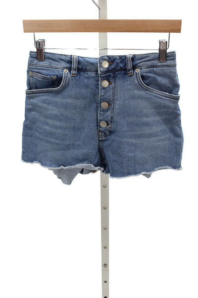 Maje Womens Cut-Off Shorts Blue Cotton Leopard Size 36