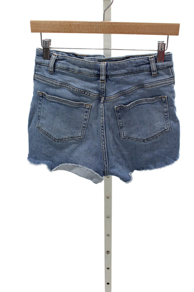 Maje Womens Cut-Off Shorts Blue Cotton Leopard Size 36
