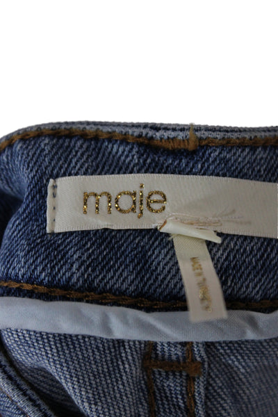 Maje Womens Cut-Off Shorts Blue Cotton Leopard Size 36