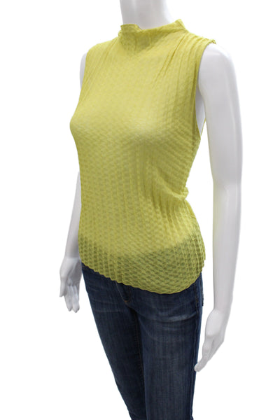 Zara Womens Yellow Basic Sleeveless Tank Mock Neck Textured Size M