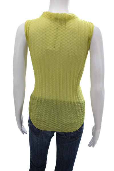 Zara Womens Yellow Basic Sleeveless Tank Mock Neck Textured Size M
