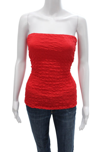 Zara Womens Off Shoulder Red Crinkle Tank Sleeveless Size M