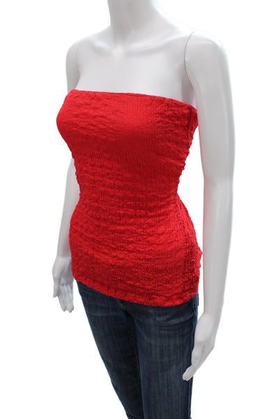 Zara Womens Off Shoulder Red Crinkle Tank Sleeveless Size M