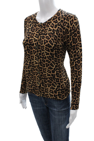 Zara Womens Cardigan Brown Animal Print Viscose Long Sleeve Size M