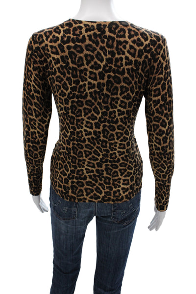 Zara Womens Cardigan Brown Animal Print Viscose Long Sleeve Size M