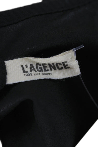 L'Agence Womens Black Lambskin Leather Scoop Neck Sleeveless Tank Size 2